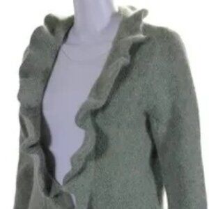 ELENA SOLANO: LIGHT GREEN LONG SLEEVE SWEATER WITH RUFFLE SIZE L